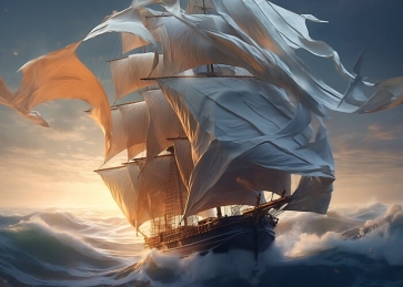 Giant White Sailing Ghost Pirate Ship Backdrop Party Background Banner Poster