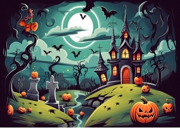 Moon Castle Dead Tree Halloween Backdrop Stage Party Photography Background
