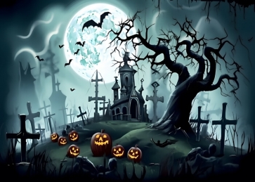 Scary Pumpkin Dead Tree Pumpkin Halloween Backdrop