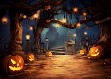 Scary Pumpkin Dead Tree Halloween Backdrop Stage Party Photography Background