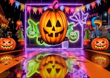  Pumpkin Theme Halloween Party Backdrop Stage Photography Background