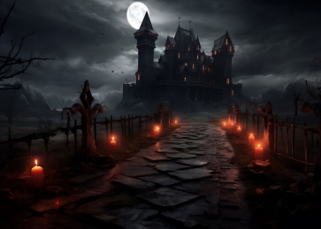 Candle Path Castle Halloween Backdrop Stage Party Photography Background