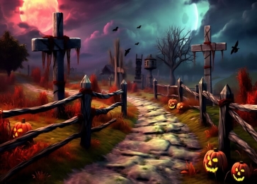 Wooden Cross Fence Halloween Backdrop Stage Party Photography Background