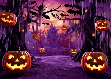 Scary Pumpkin Forest Castle Halloween Backdrop Stage Party Photography Background