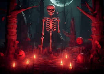 Scary Skeleton Skull Halloween Backdrop Decorations Photography Background