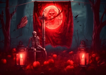 Scary Skeleton Skull Halloween Backdrop Party Decorations Background
