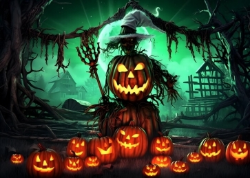 Scary Pumpkin Scarecrow Halloween Party Backdrop Decorations Photography Background