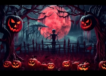 Scary Pumpkin Skeleton Skull Backdrop Party Halloween Decorations Photography Background