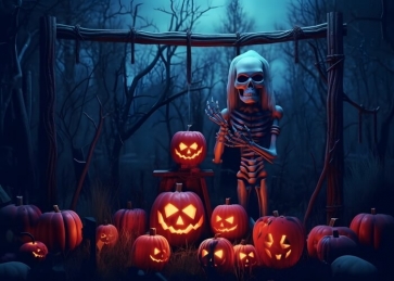 Scary Pumpkin Skeleton Skull Backdrop Halloween Party Decorations Background