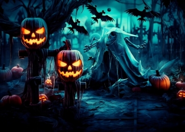 Scary Pumpkin Dead Tree Skeleton Skull Backdrop Halloween Party Decorations Background