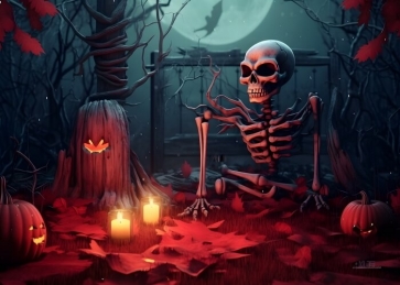Scary Skeleton Skull Dead Tree Party Decorations Halloween Backdrop