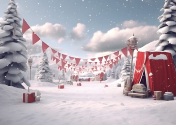 Christmas Village Backdrop Party Studio Photography Background