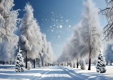 Winter Snowy Way Forest Wonderland Backdrop Christmas Studio Photography Background