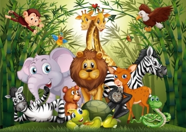 Cute Cartoon Safari Backdrop Baby Shower Birthday Party Photography Background