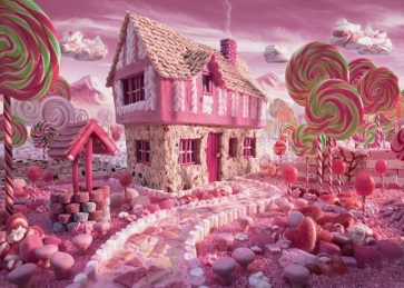 Cartoon Candyland Houses Backdrop Birthday Party Backdrop Photography Background