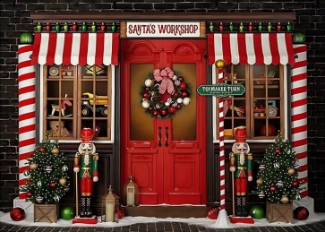 Santa's Workshop Christmas Backdrop Store Photography Background