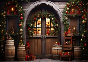 Wooden House Merry Christmas Backdrop Party Decoration Portrait Photography Background