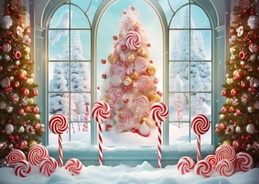 Sweet Winter Candy ChristmasTree Backdrop Party Studio Photography Background