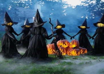Scary Witch Party Pumpkin Halloween Backdrop Studio Stage Photography Background