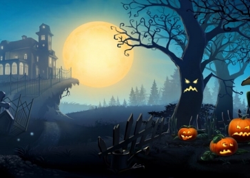 Golden Moon Pumpkin Halloween Backdrop Stage Party Photography Background