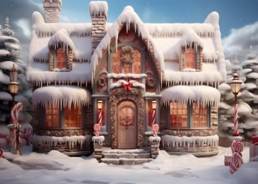 Christmas Snow House Backdrop Studio Photoshoot Booth Photography Background