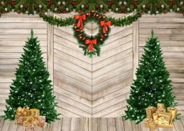 Wood Wall Christmas Tree Backdrop Stage Merry Christmas Party Photography Background