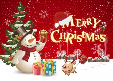 Cartoon Snowman Christmas Tree Backdrop Merry Christmas Party Photography Background