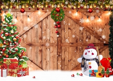 Rustic Barn Wood Door Christmas Backdrop Stage Studio Party Background