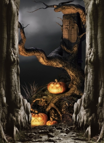 Like Stone Large Withered Tree Pumpkin Halloween Backdrop