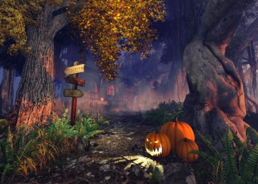 Terror Scary Forest Pumpkin Halloween Photo Booth Backdrop