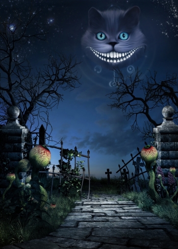 Blue Eyed Cat In The Sky Halloween Background Decorations Props Party Backdrop