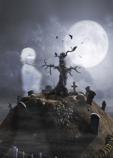 Terror Scary Ghost Cemetery Tree Monster Spooky Halloween Party Backdrop Photography Background