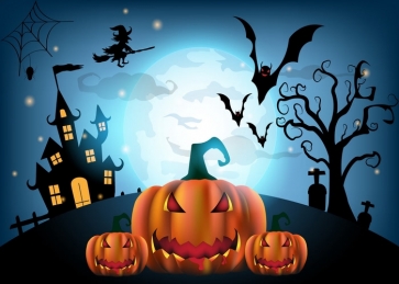 Terror Scary Pumpkin Theme Tree Monster Castle Halloween Party Background