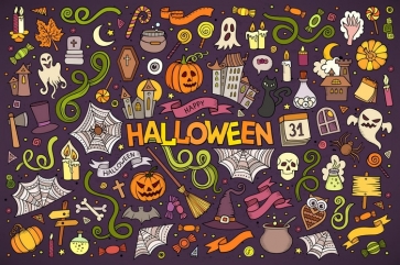 Various Halloween Logo Patterns Cute Halloween Party Backdrop Decorations