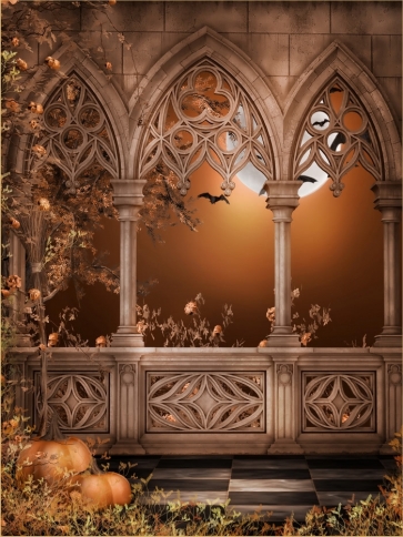 Medieval Retro Building Halloween Backdrop Decorations