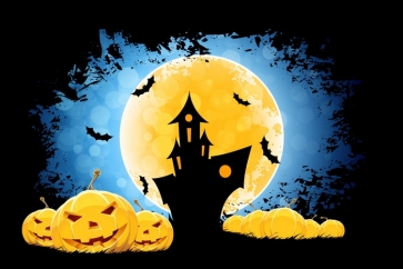 Golden Pumpkin Moon Theme Halloween Party Backdrop Outdoor Background Decorations