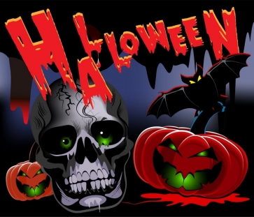 Pumpkin Skull Theme Banner Halloween Party Backdrop