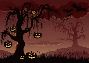 Hanging On Black Tree Scary Pumpkin Halloween Backdrop Decorations