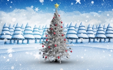 Winter White Snow Christmas Tree Painted Photography Backdrops