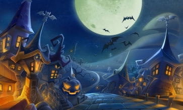 Cool Castle Street Pumpkin Halloween Party Backdrop Decorations Outdoor Background