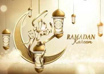 Ramadan Kareem Backdrop Gold Glittler Moon Background