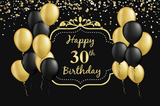 Black And Glod Balloon Happy 30th Birthday Photography Background black-and-glod-balloon-happy-30th-birthday-photography-background