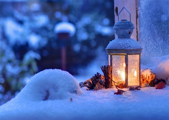 Snow Covered Candlelight Christmas Backdrop Photo Booth Photography ...