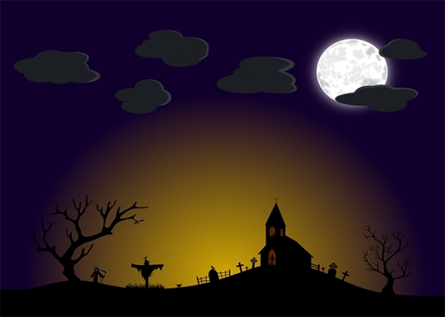In The Full Moon Dark Castle Skull Halloween Party Backdrop Decoration ...