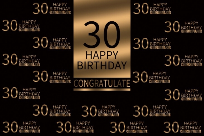 Congratulate Happy 30th Birthday Party Gold And Black Backdrop ...