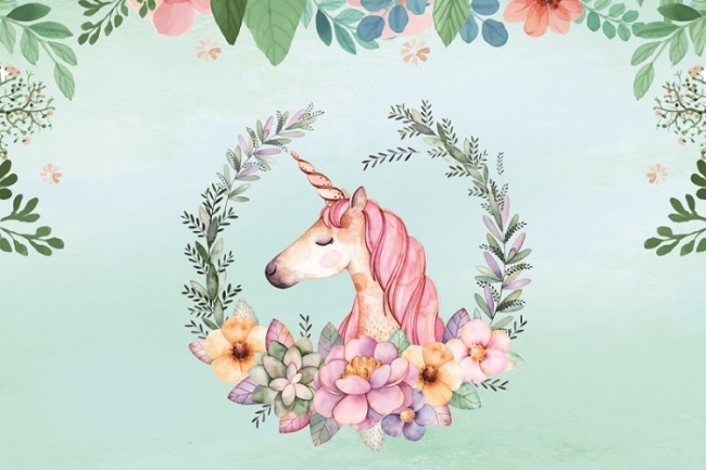 Baby Shower Happy Birthday Unicorn Backdrop Studio Photography