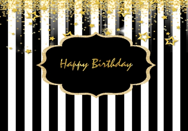 pics Gold Black And White Stripes Background black and white striped background with gold happy birthday party backdrop decorations prop