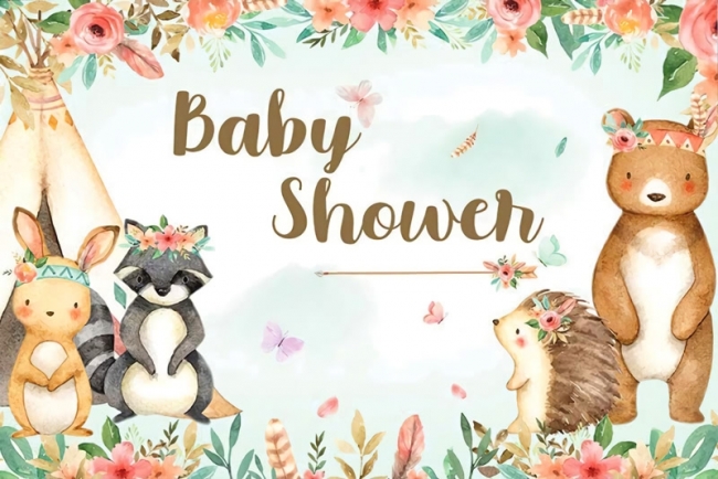 Flower Wild Safari Theme Baby Shower Backdrop Photography