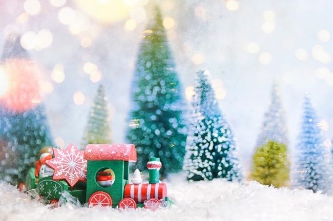 Toy Train Snow Theme Christmas Party Backdrop Photo Booth