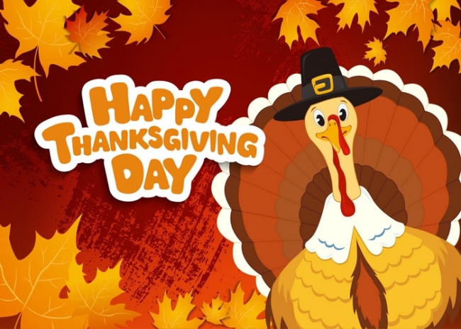 Happly Thanksgiving Backdrop Turkey Autumn Leaves Background